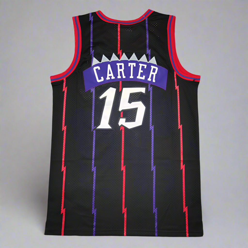 Vince Carter #15 Toronto Raptors 1998-99 Black Red Jersey - Rookie Classic