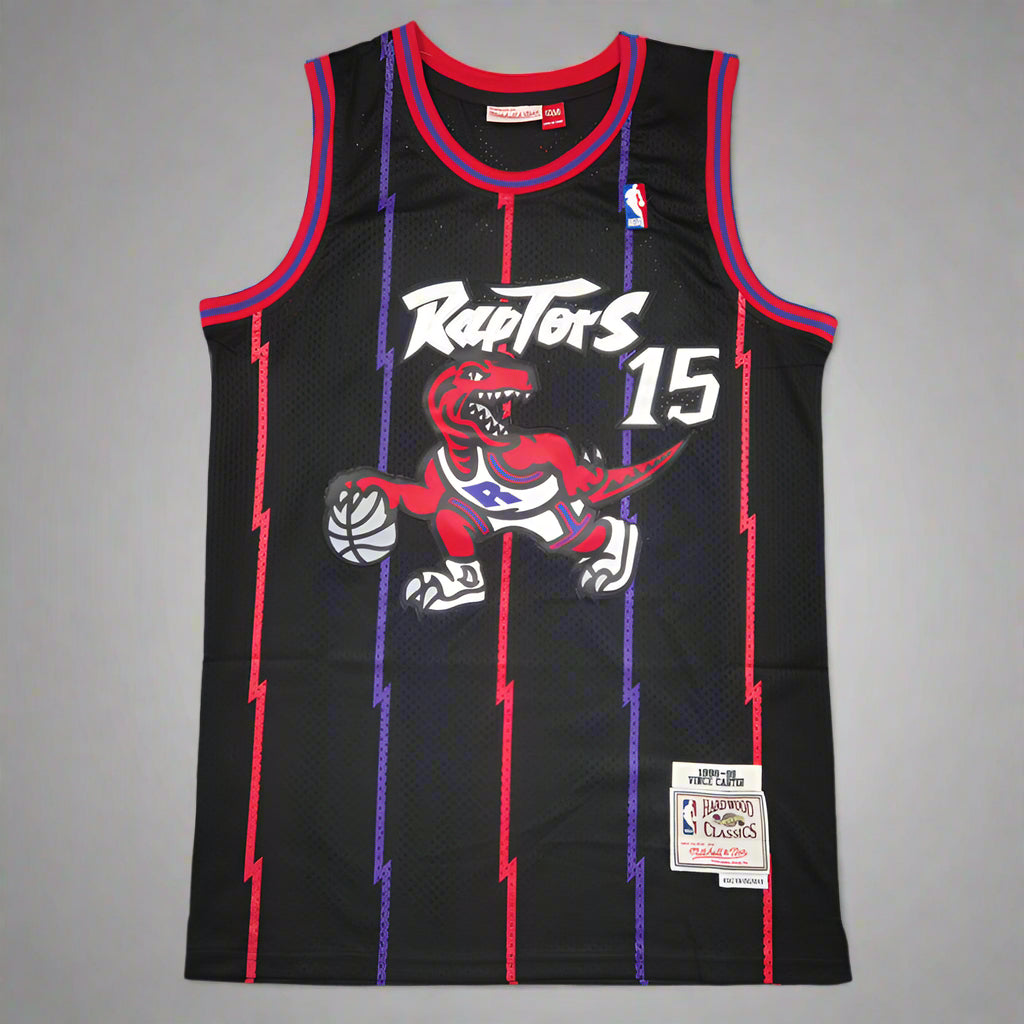 Vince Carter #15 Toronto Raptors 1998-99 Black Red Jersey - Rookie Classic