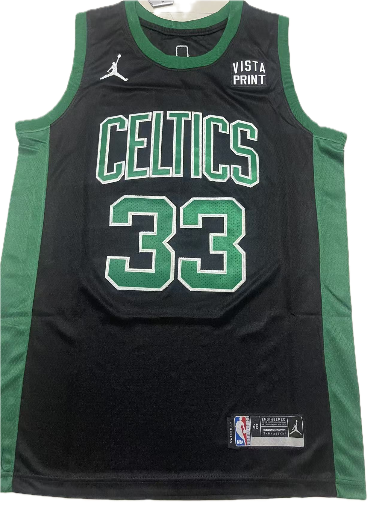 Boston Celtics #33 Larry Bird Swing Jersey (Black/Green)