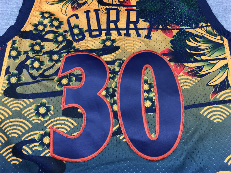 Golden State #30 Steph Curry Japanese Themed Classics Jersey
