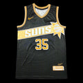 Basketball jersey with 'Suns' and number '35' on a black background