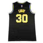 Black basketball jersey with yellow number 30 and name 'Curry', featuring NBA logo.
