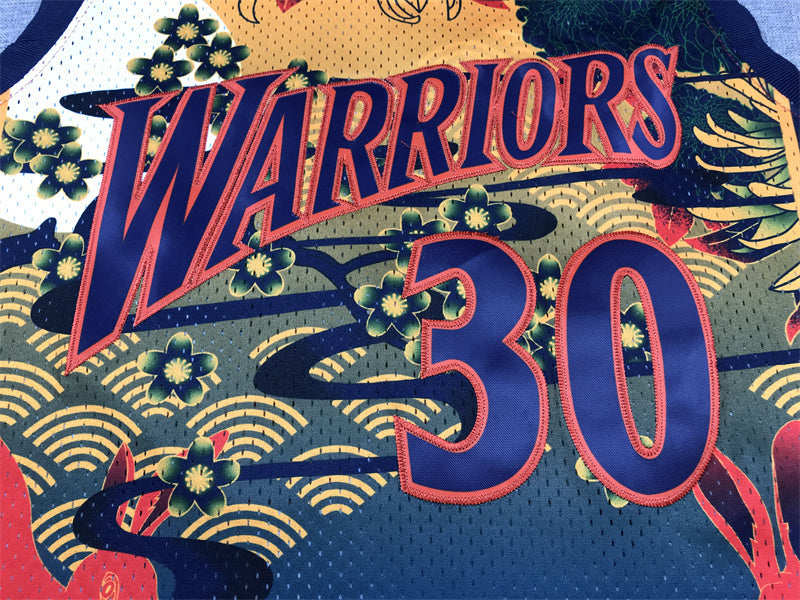 Golden State #30 Steph Curry Japanese Themed Classics Jersey